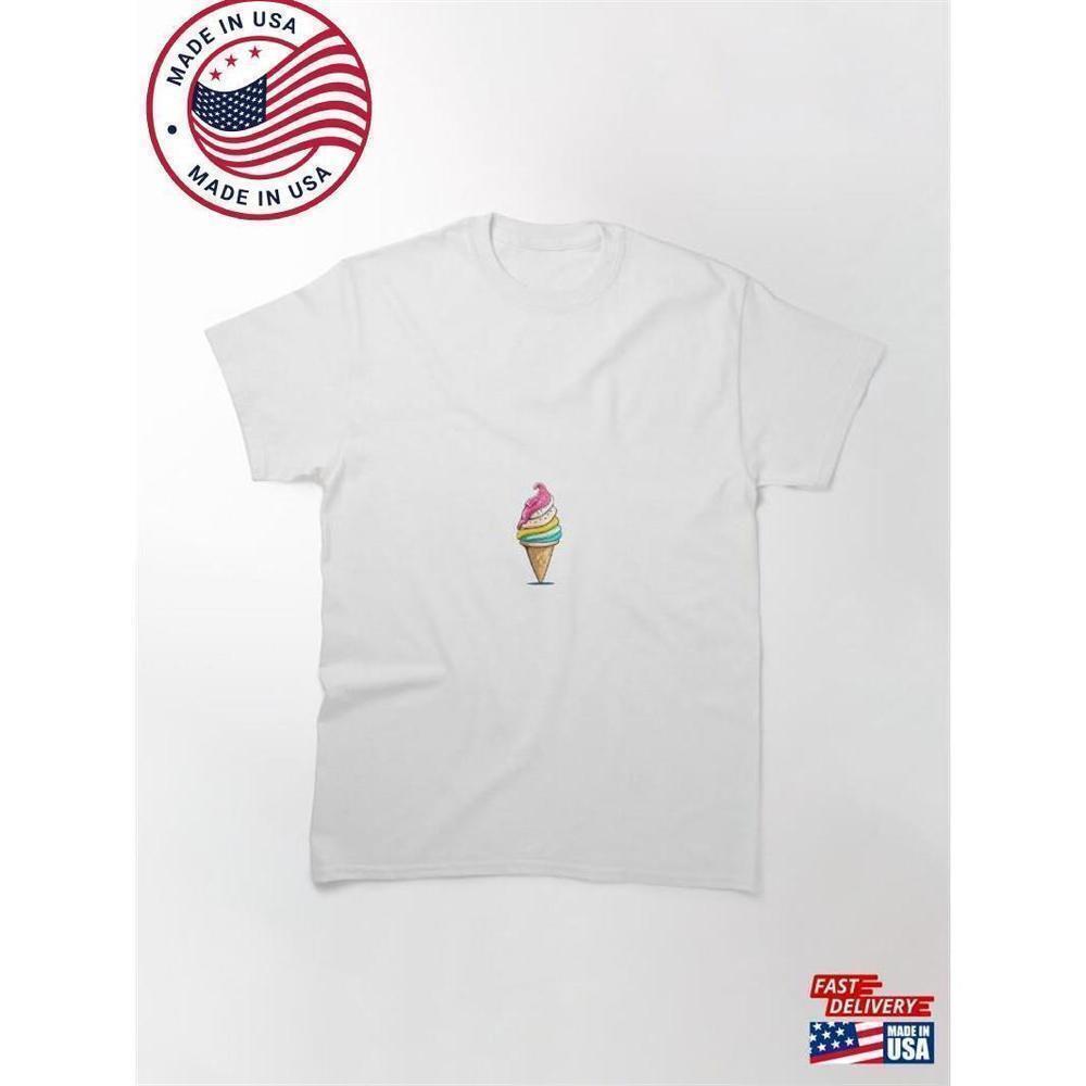 Ice Cream Cartoon With Cone Fun Graphic Classic Unisex Summer T Shirt
